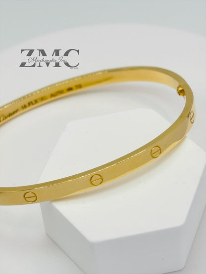 18K Gold Slim Screw Bangle