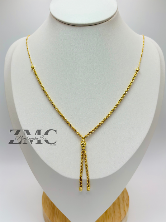 18K Gold Rope Ball Necklace