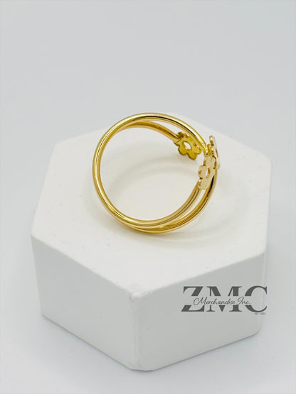 18K Gold Spiral Flower Ring