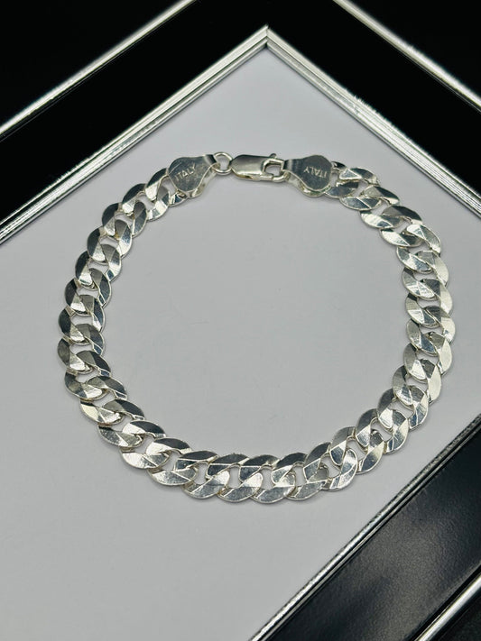 S925 Silver Flat Curb Cuban Bracelet