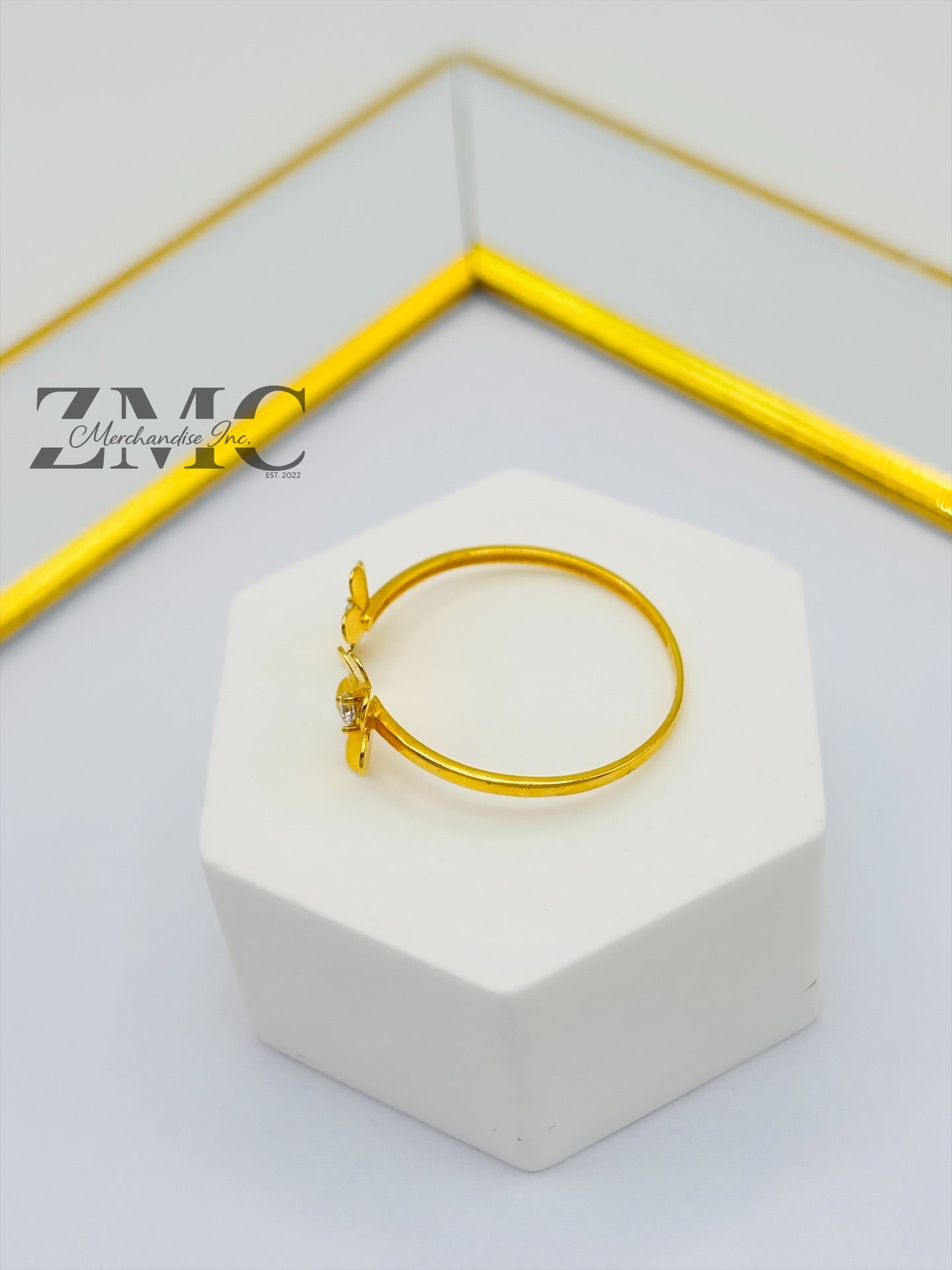 18K Gold Double Flower Moissanite Diamond Ring