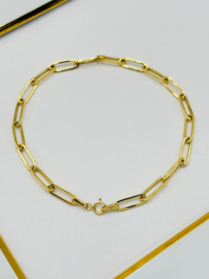 18K Gold Paperclip Bracelet 11 mm Link