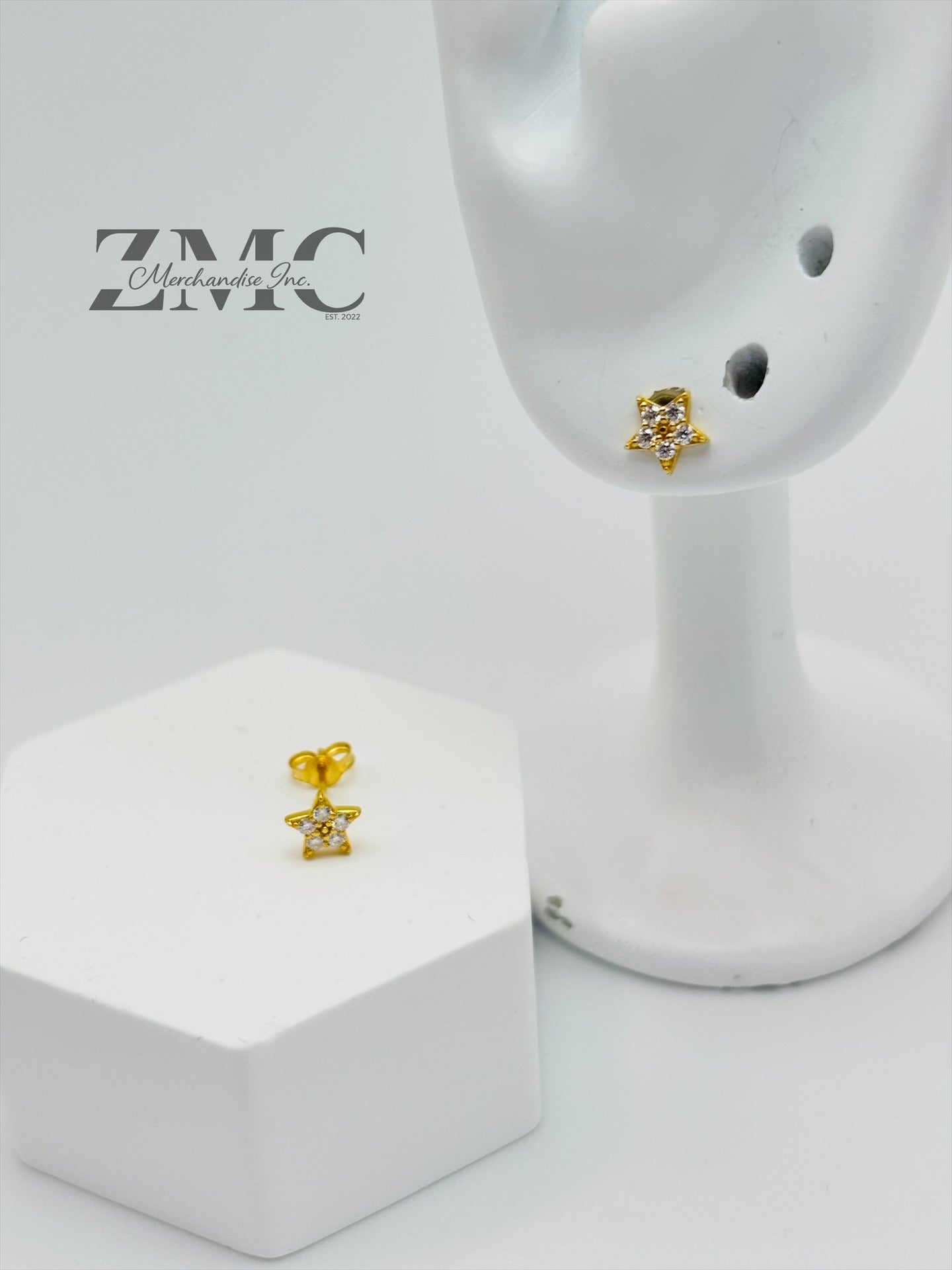 18K Gold Star Moissanite Diamond Kids Earrings