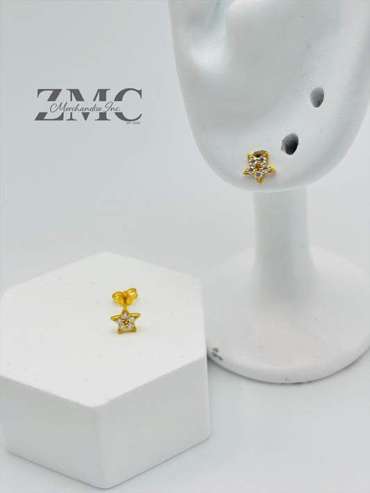 18K Gold Star Moissanite Diamond Kids Earrings