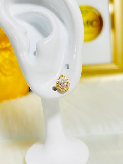 18K Gold Oval Moissanite Diamond Earrings