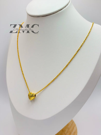 18K Gold Diamond Cut Small Ivana Heart Necklace