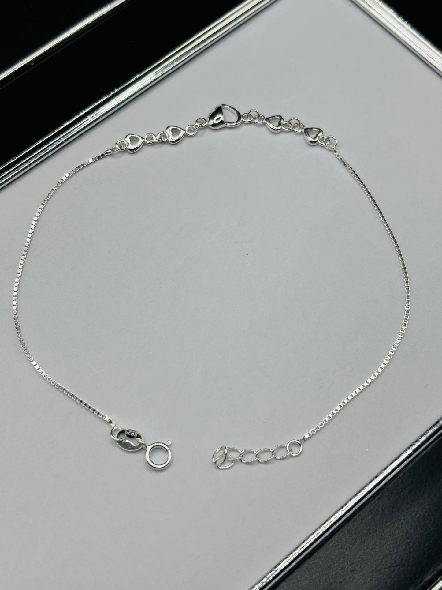 S925 Double Heart Anklet
