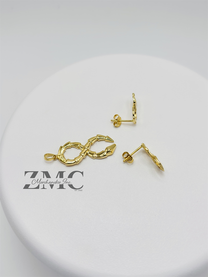 18K Gold Serpent Earrings and Pendant Set