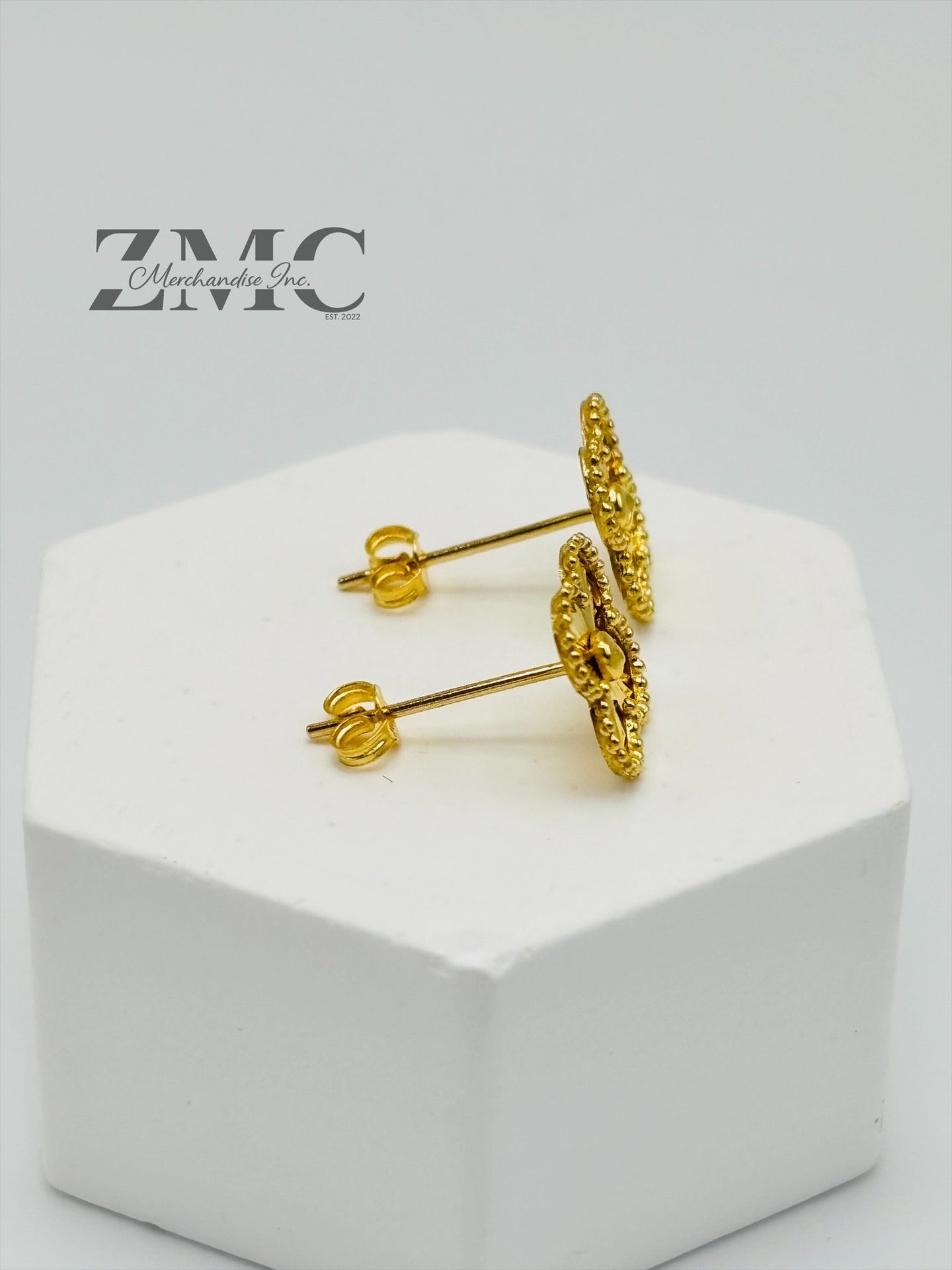 18K Gold Clover Earrings 10 mm