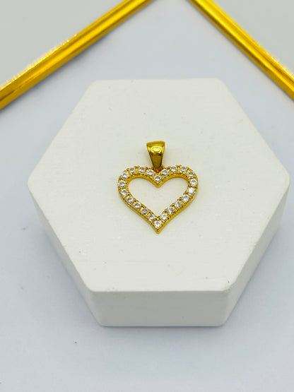 18K Gold Heart Zircon Stone Pendant