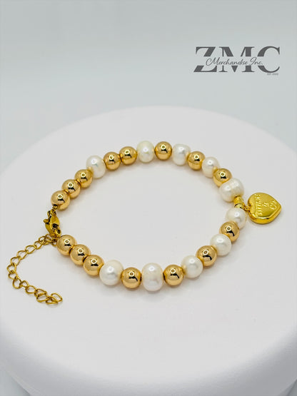 18K Gold Fresh Water Pearl Bracelet