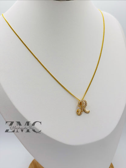 18K Gold Initial R Necklace