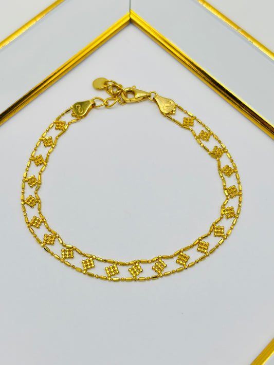 K18 Japan Gold Flat Bead Bracelet