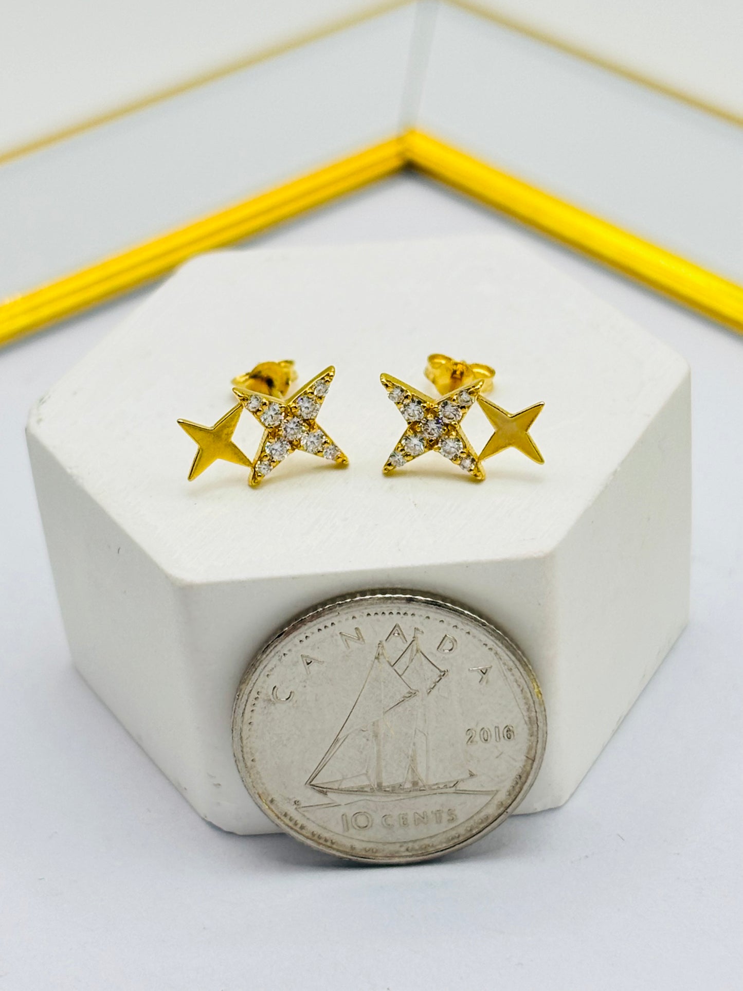 18K Gold Moissanite Diamond Star Earrings