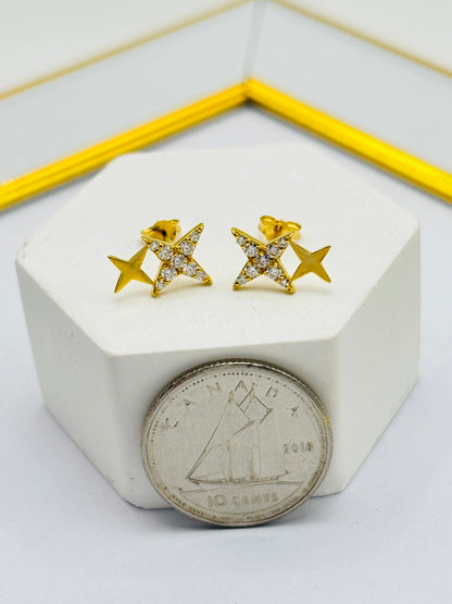 18K Gold Moissanite Diamond Star Earrings