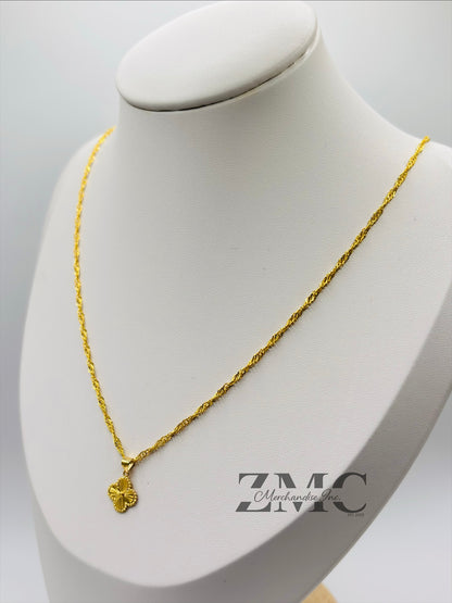 18K Gold Clover Twisted Necklace