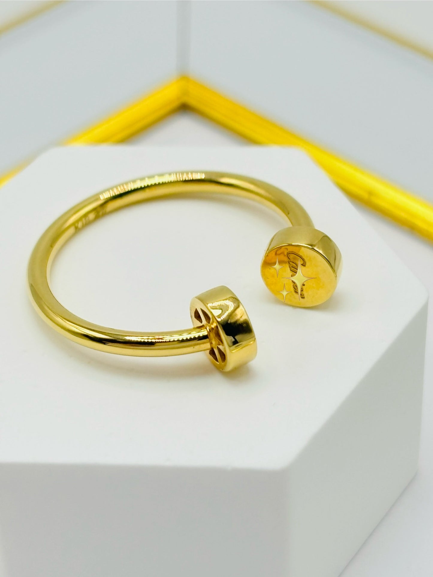 K18 Japan Gold Nail Open Ring