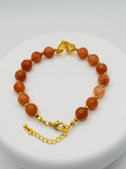 18K Gold Open Heart Sunstone Bracelet (Electroform Heart)