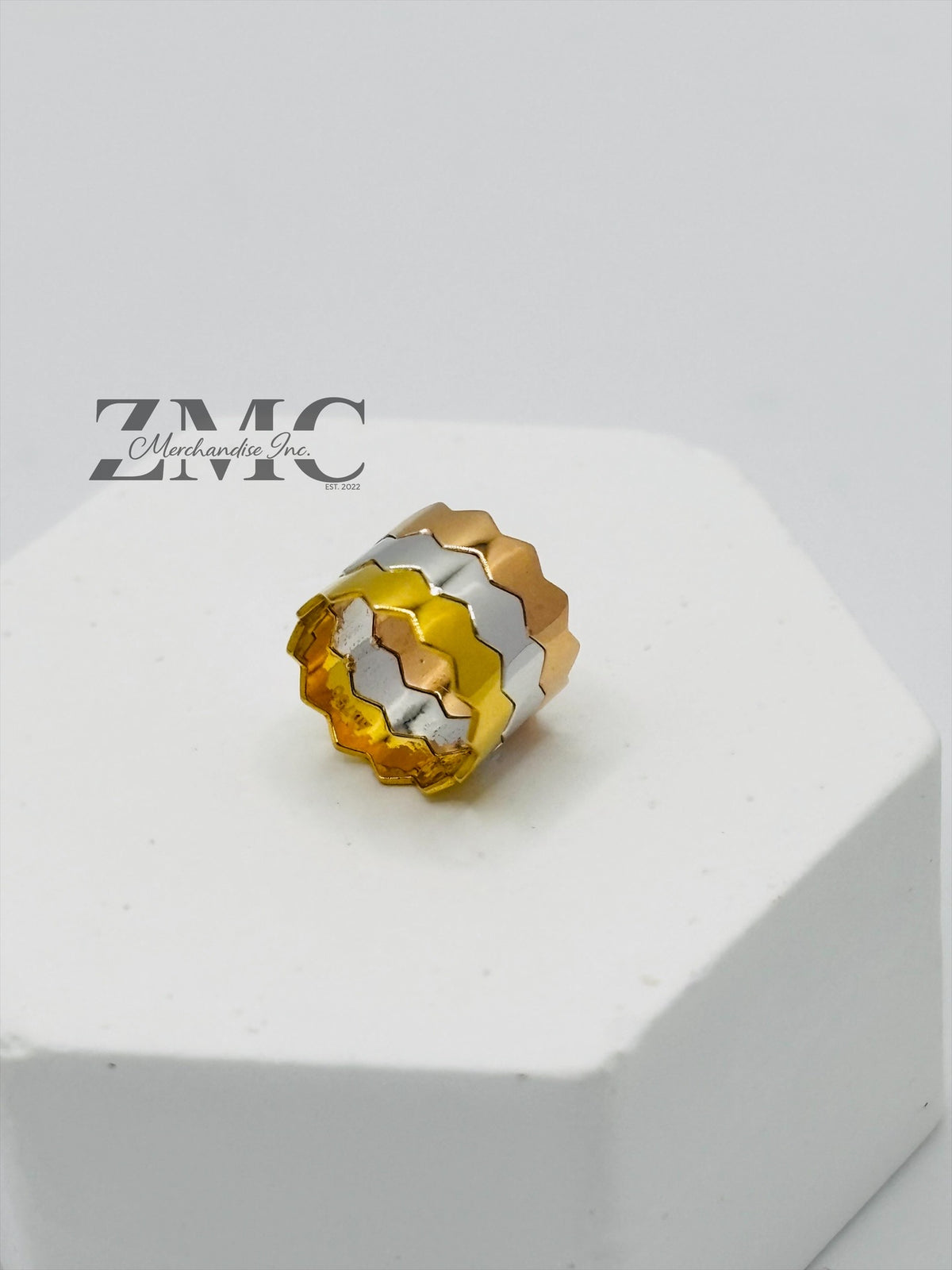 18K Gold Tri-color Barrel Pendant