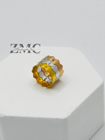 18K Gold Tri-color Barrel Pendant