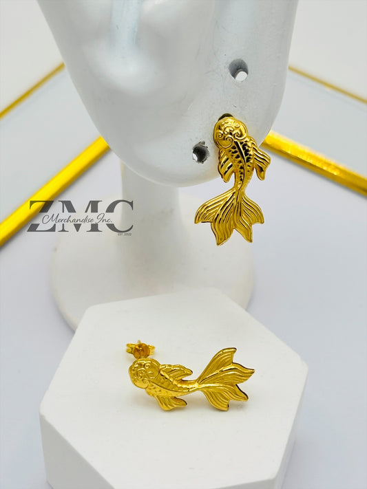 18K Gold Lucky Koi Fish Earrings