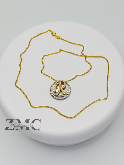 18K Gold Initial R Necklace