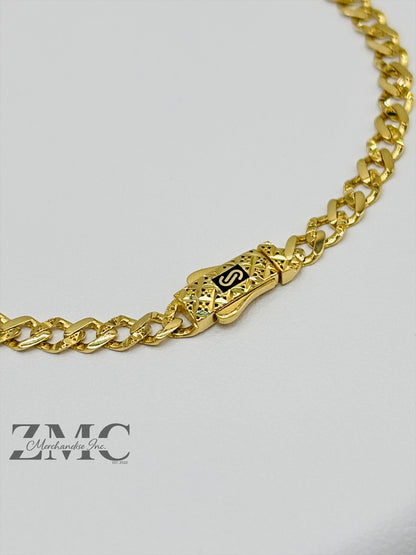 18K Gold M Diamond Cut Bracelet
