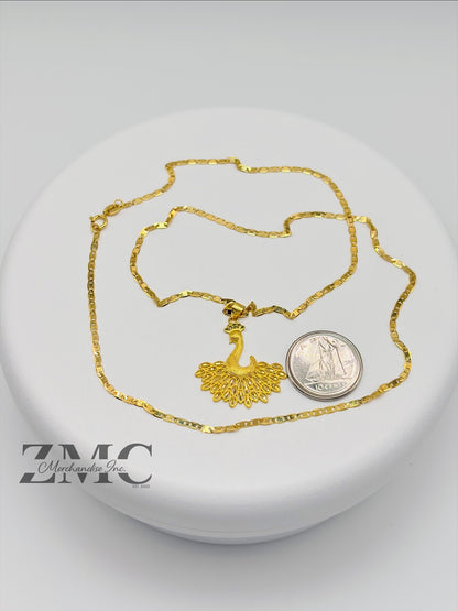 18K Gold Peacock Necklace