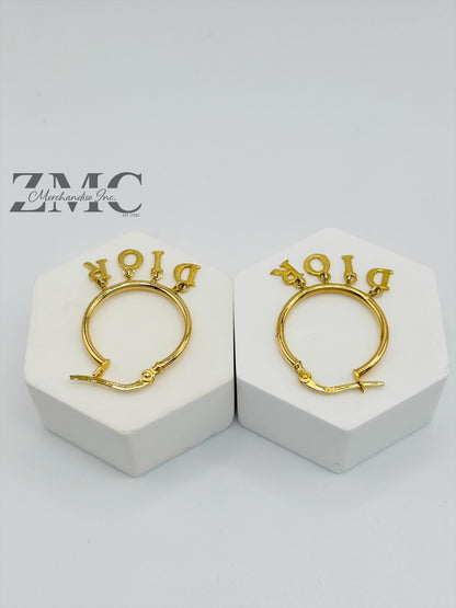 18K Gold D Loop Earrings
