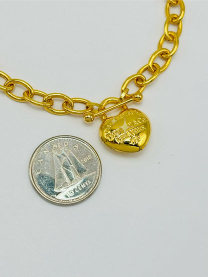 18K Gold with Heart Charm Bracelet
