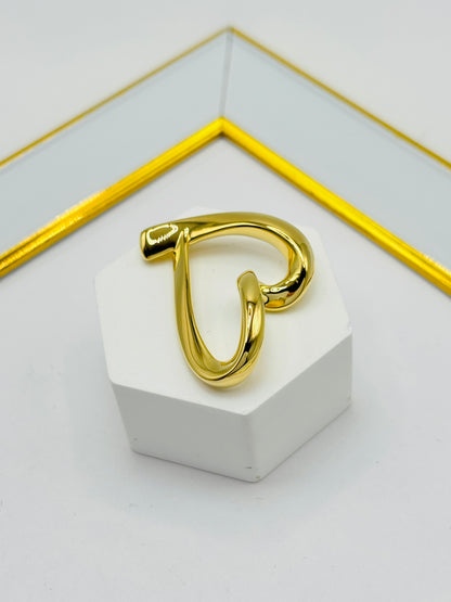 18K Gold Open Heart Pendant Chunky 30 mm