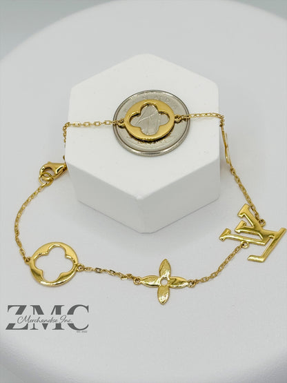 18K Gold L Blossom Bracelet