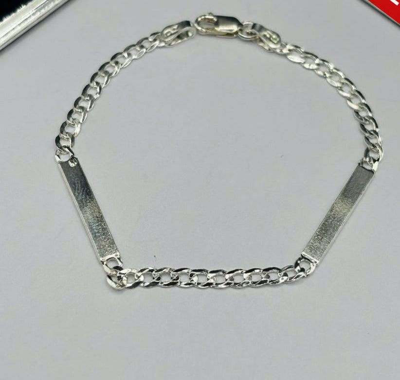 S925 Silver Double Name Kids Bracelet