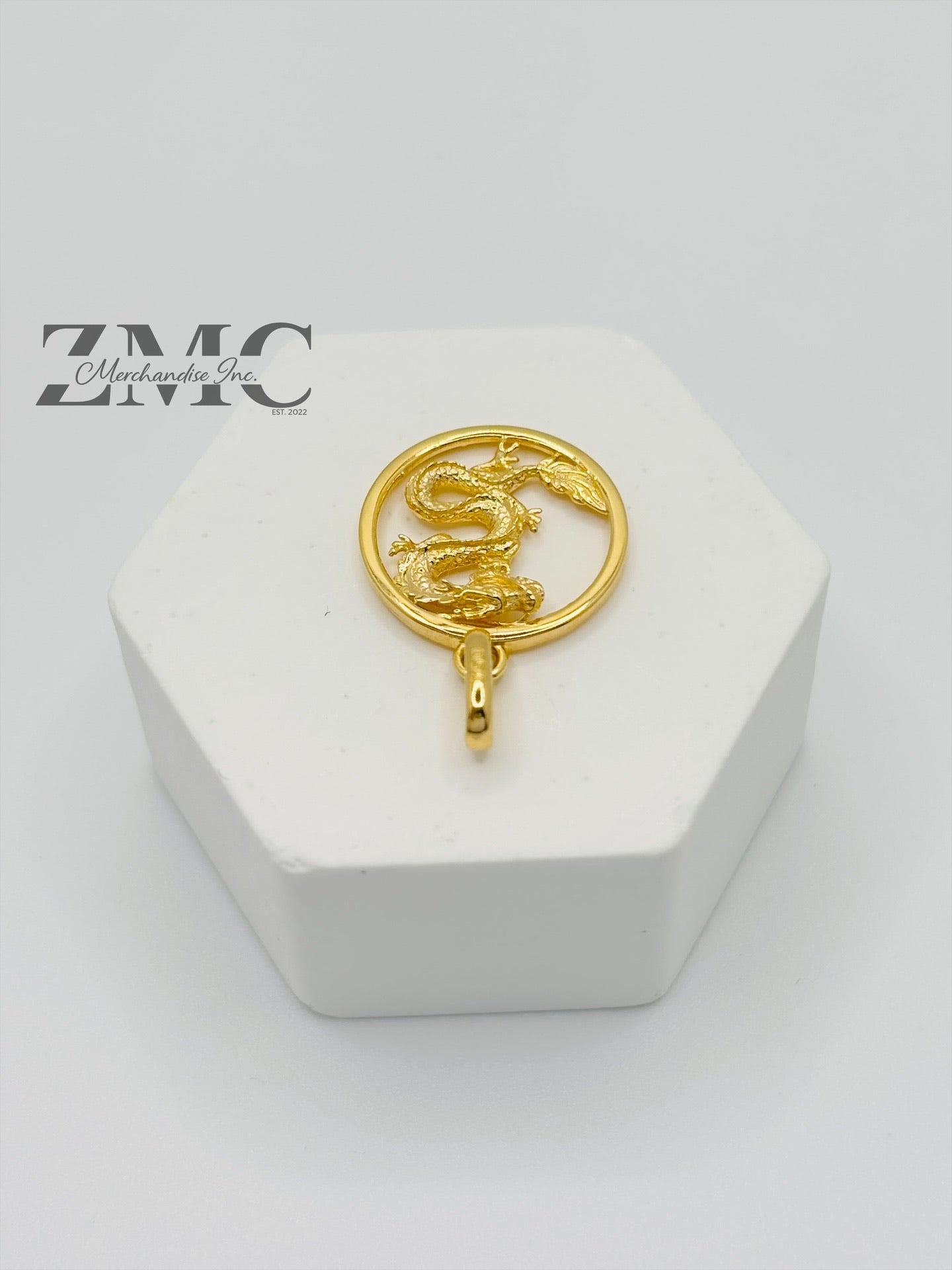 18K Gold Dragon Pendant