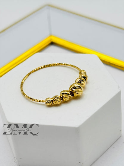 18K Gold Diamond Cut Ball Ring