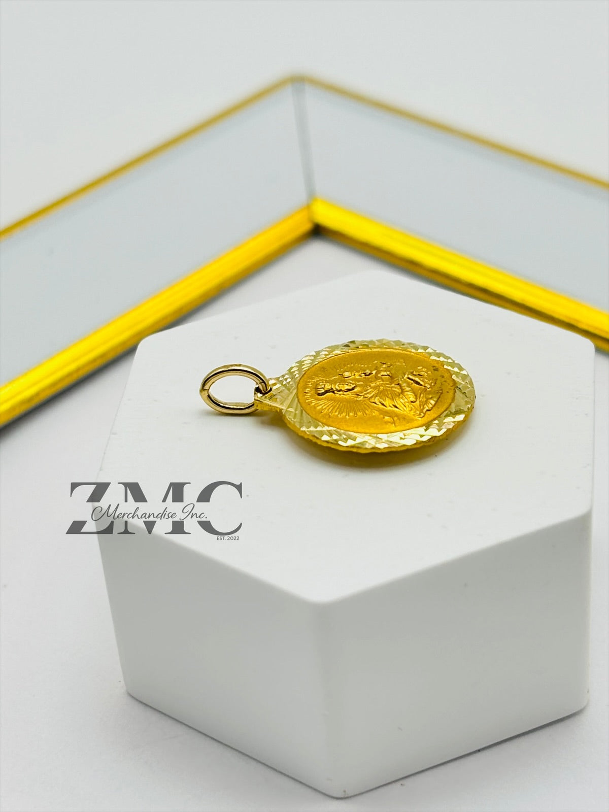 18K Gold Back to Back Religious Pendant