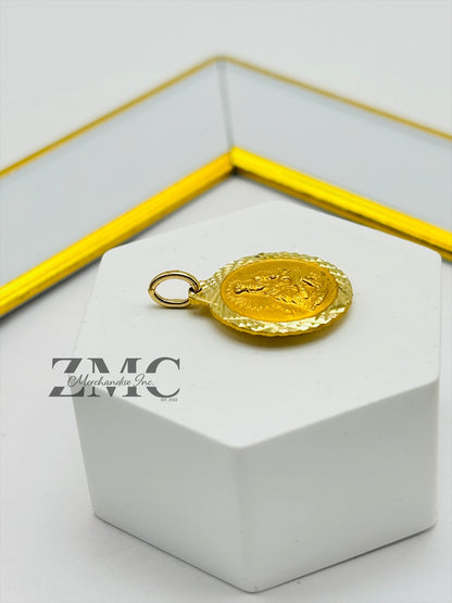 18K Gold Back to Back Religious Pendant