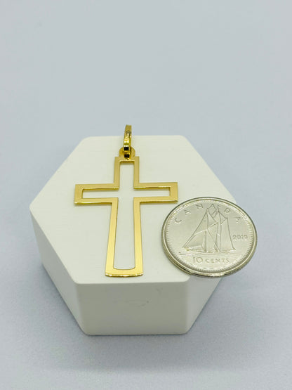 18K Gold Flat Cross Pendant