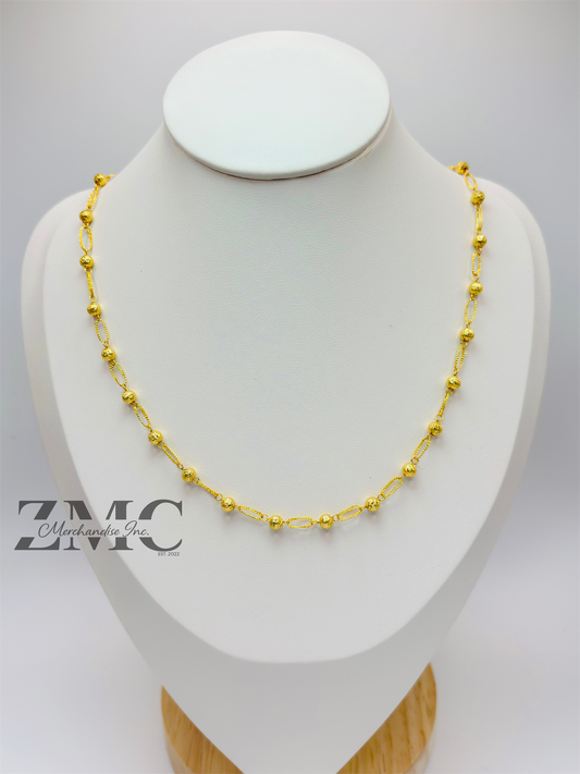 18K Gold Paperclip Ball Necklace