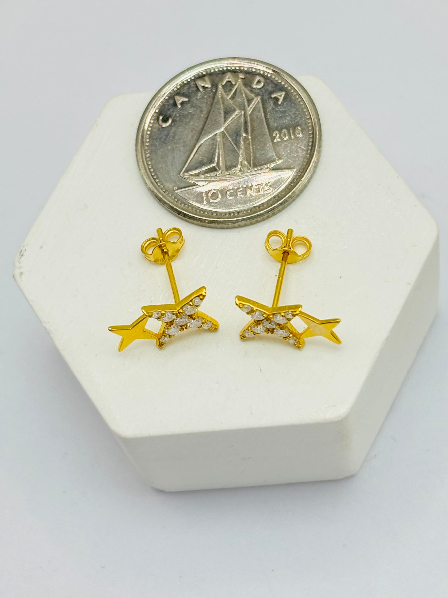 18K Gold Moissanite Diamond Star Earrings