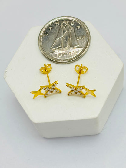 18K Gold Moissanite Diamond Star Earrings