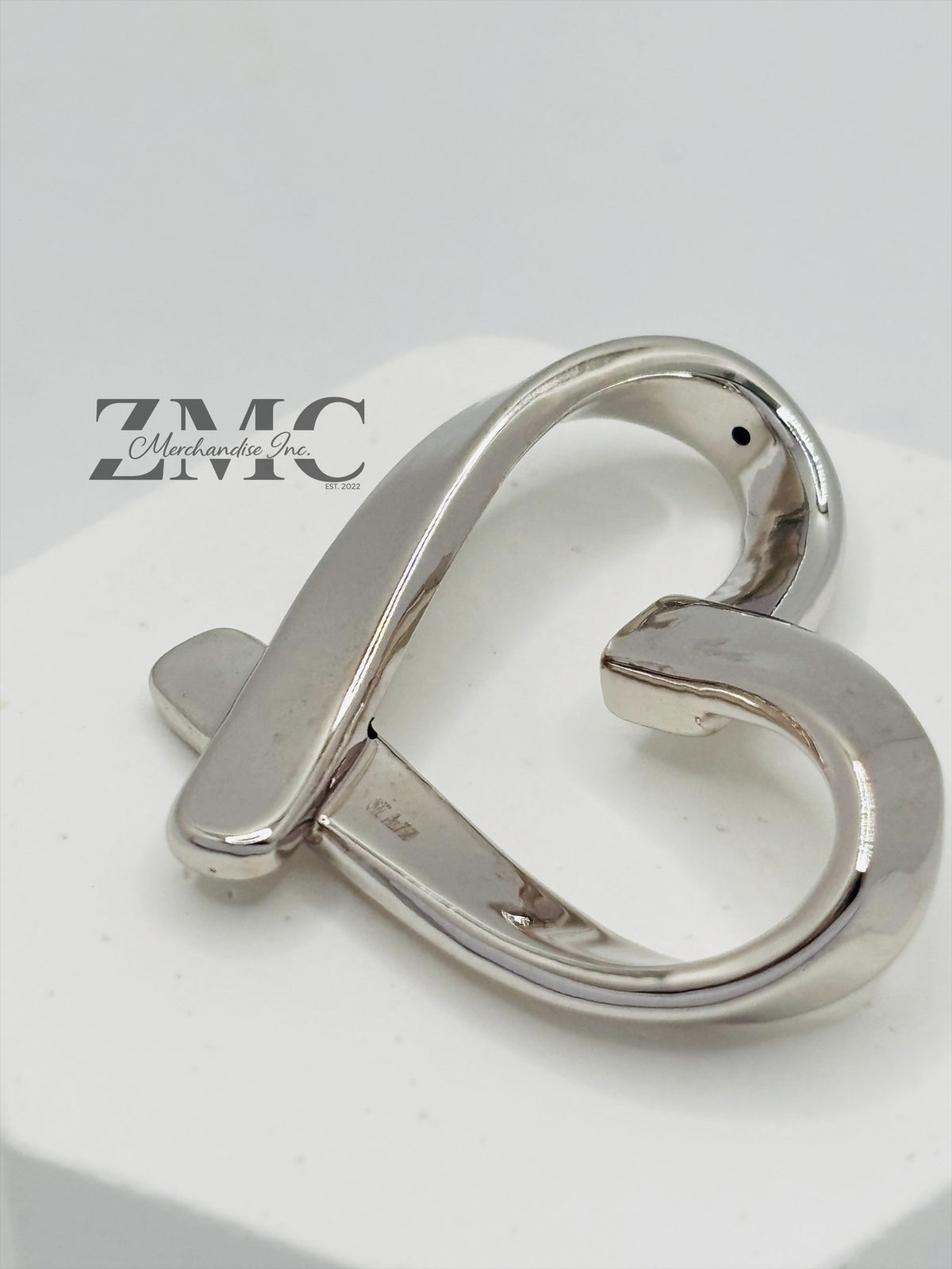 18K White Gold Open Heart Pendant (Electroform)