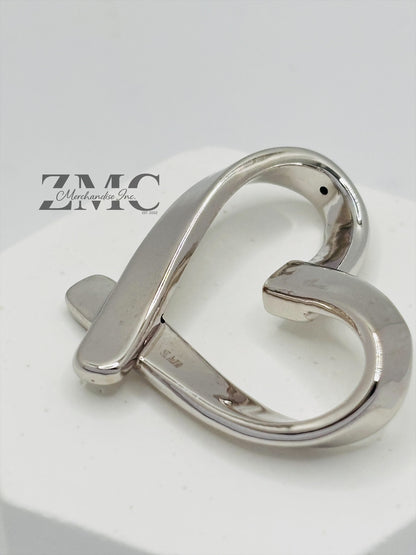 18K White Gold Open Heart Pendant (Electroform)