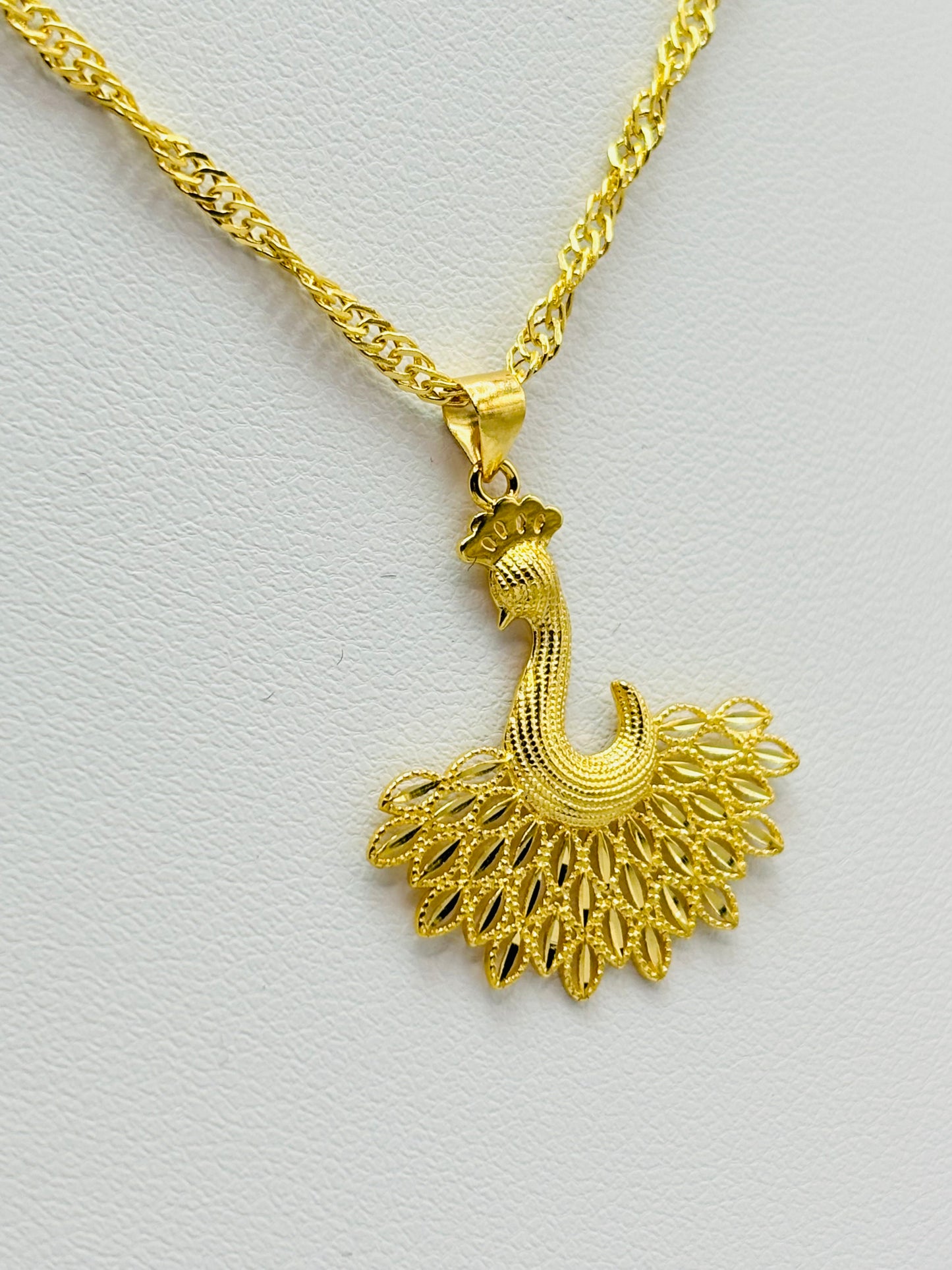 18K Gold Peacock Necklace
