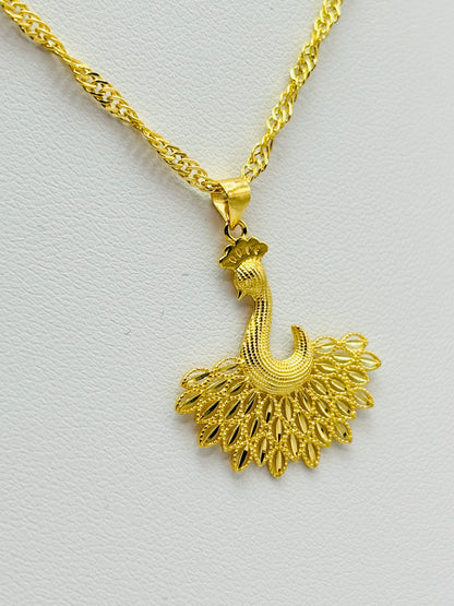 18K Gold Peacock Necklace