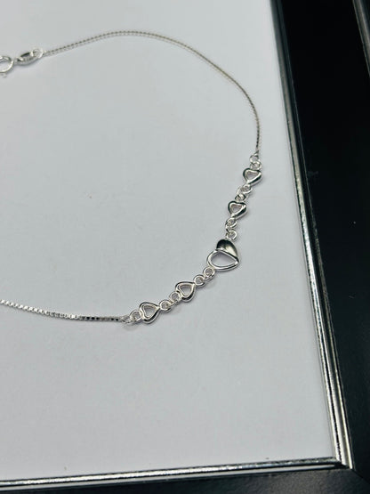 S925 Double Heart Anklet