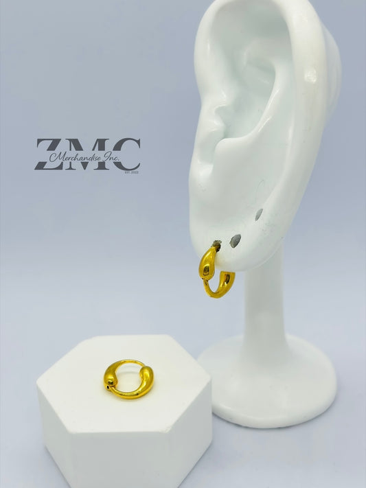 18K Gold Teardrop Loop Earrings Huggies