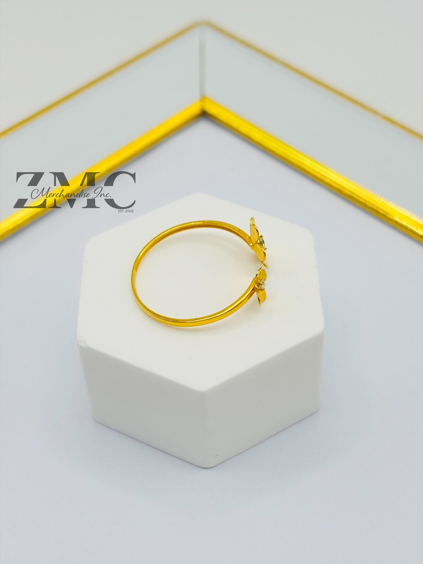 18K Gold Double Flower Moissanite Diamond Ring