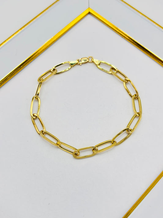 18K Gold Paperclip Chunky Bracelet