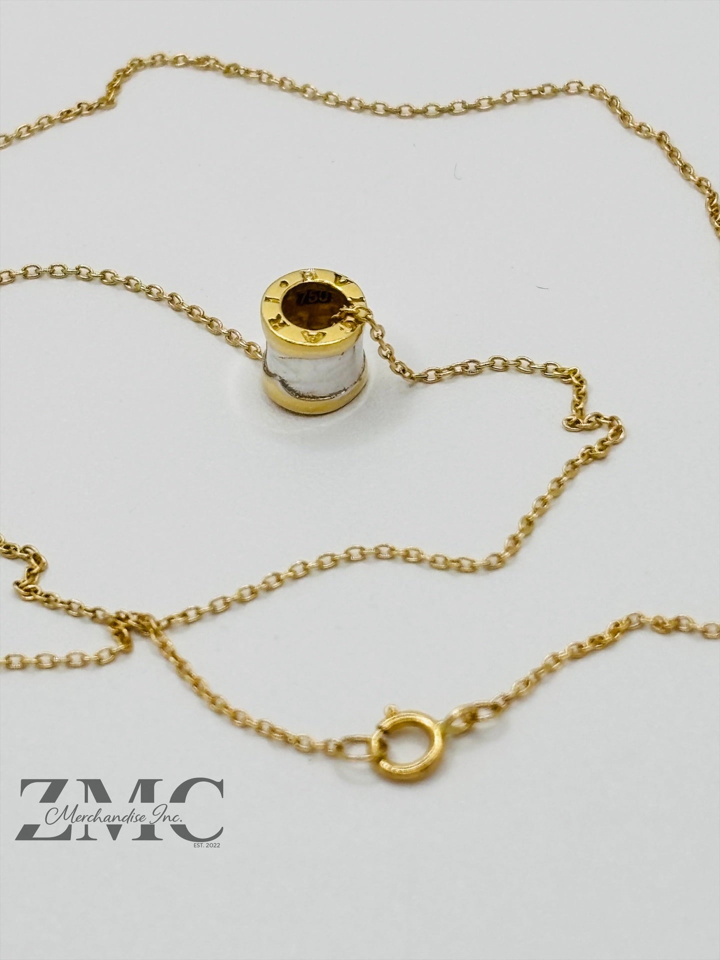 18K Gold Necklace with Barrel Pendant (Chocker Adult/Kids)
